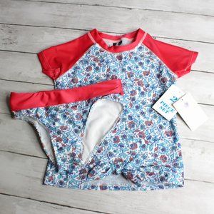 Aqua Et Sol Girl's Rashguard Swimsuit Size 14/16 UPF 50+ 2 Pc